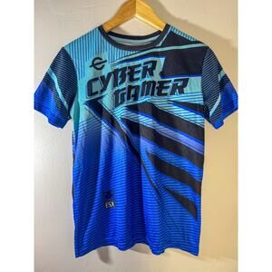 ESX 360 CYBER GAMER Esports Jersey T-Shirt | Blue Black Abstract Gaming Gear